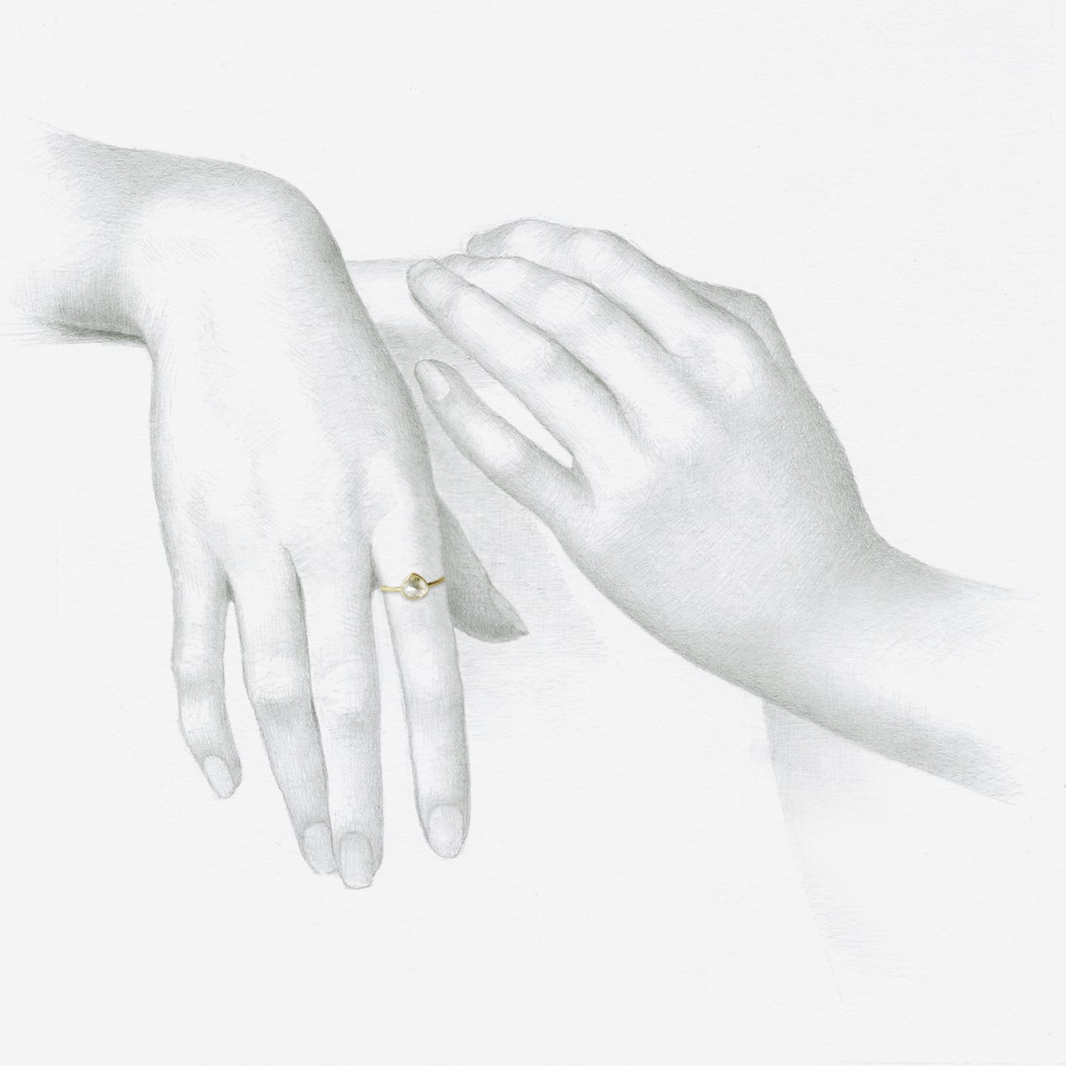 LOLA BROOKS 18K & GREY TEAR-DROP DIAMOND RING, 1.33CT