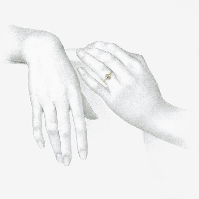 LOLA BROOKS 18K & MISTY ROUND WHITE ROSE-CUT DIAMOND RING, .98CT