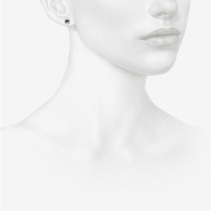 LOLA BROOKS 18K & HEXAGONAL BLUE SPINEL STUDS, .8CT