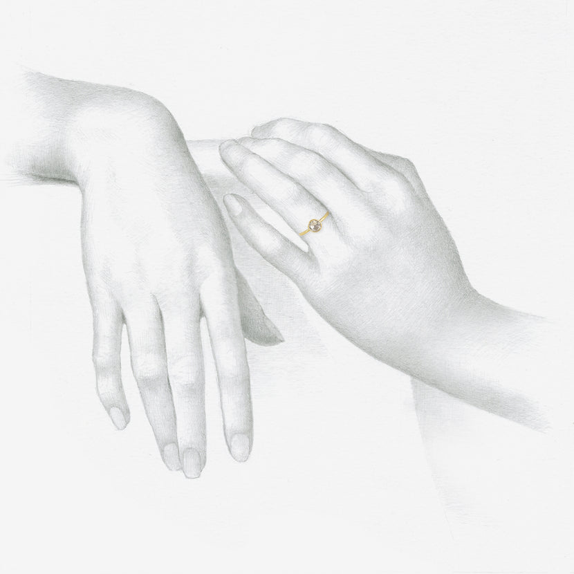 LOLA BROOKS 18K & WHITE ROSE CUT DIAMOND RING, .5CT