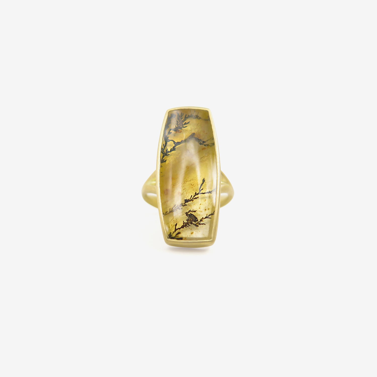 LOLA BROOKS 18K & LARGE RECTANGULAR DENDRITIC QUARTZ RING