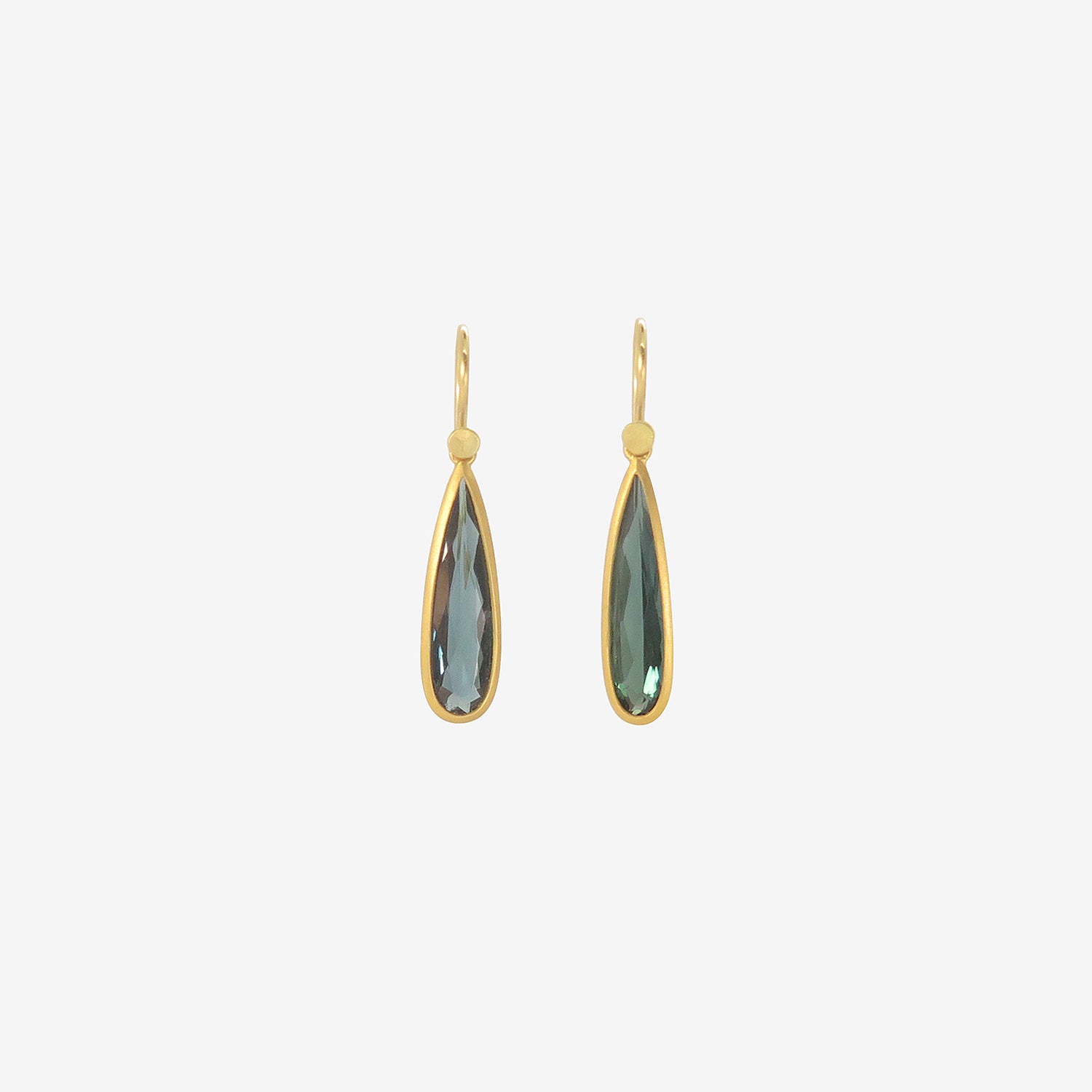 LOLA BROOKS 18K & ELONGATED BLUE TOURMALINE DROP EARRINGS, 4.02CT