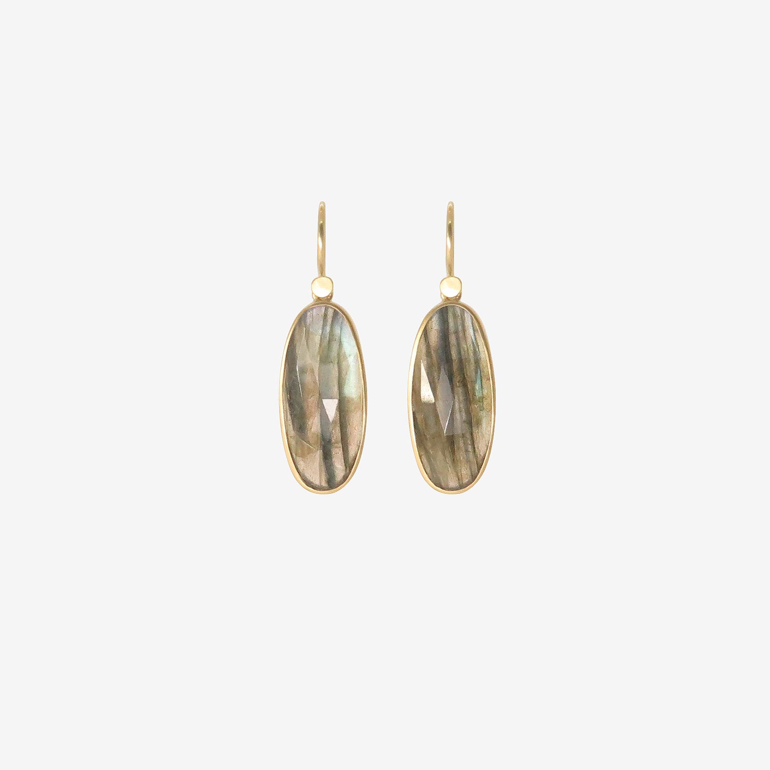 LOLA BROOKS 18K & ELONGATED OVAL LABRADORITE DROP EARRINGS, 10.07CT