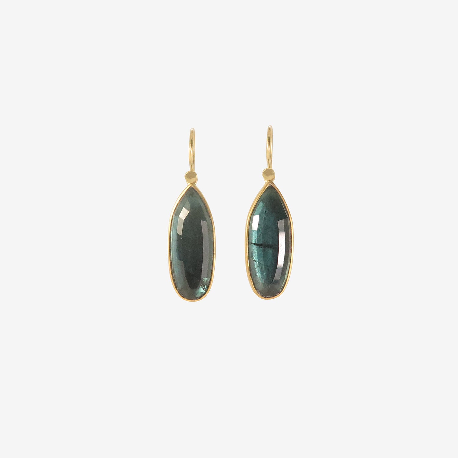 LOLA BROOKS 18K & ELONGATED GREEN TOURMALINE DROP EARRINGS, 13.05CT