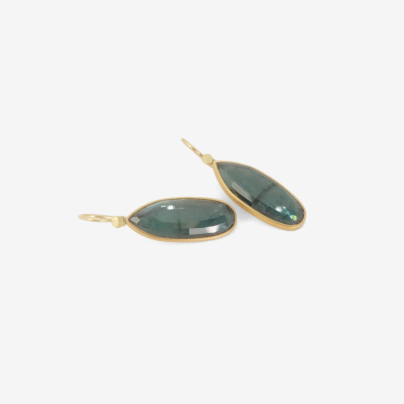 LOLA BROOKS 18K & ELONGATED GREEN TOURMALINE DROP EARRINGS, 13.05CT