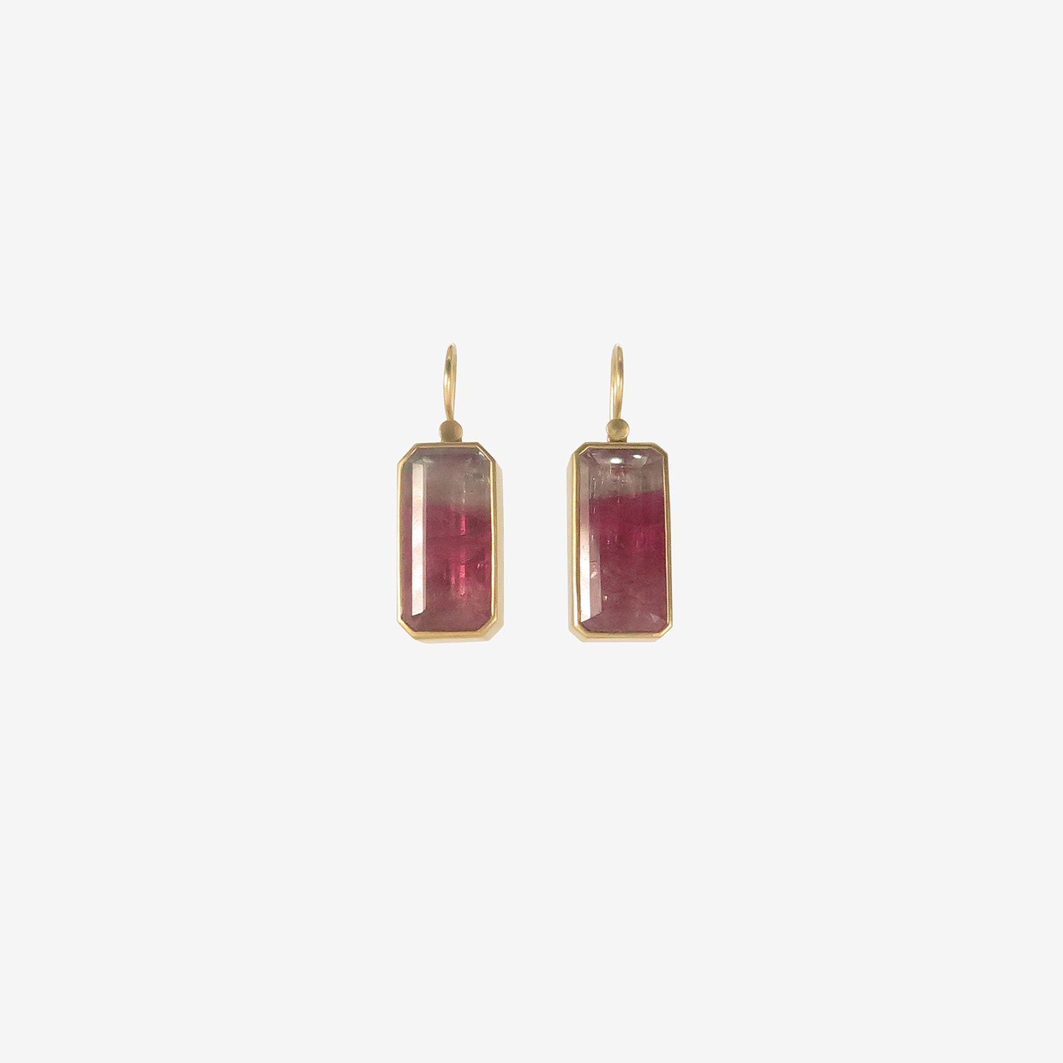 LOLA BROOKS 18K & EMERALD-CUT CANDY PINK OMBRÉ TOURMALINE DROP EARRINGS, 23.59CT