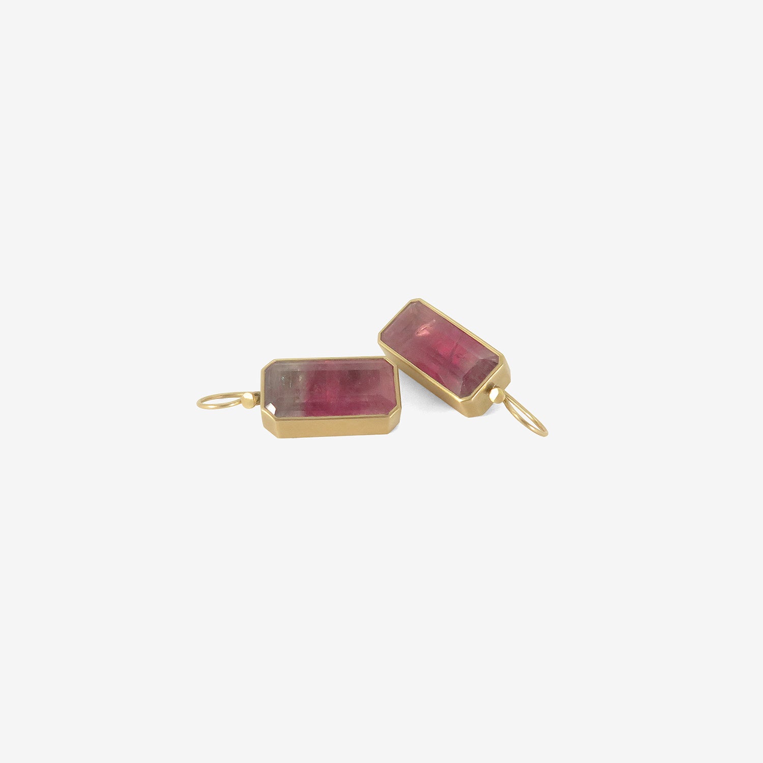 LOLA BROOKS 18K & EMERALD-CUT CANDY PINK OMBRÉ TOURMALINE DROP EARRINGS, 23.59CT