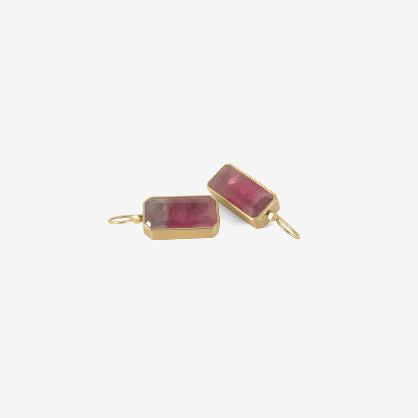 LOLA BROOKS 18K & EMERALD-CUT CANDY PINK OMBRÉ TOURMALINE DROP EARRINGS, 23.59CT