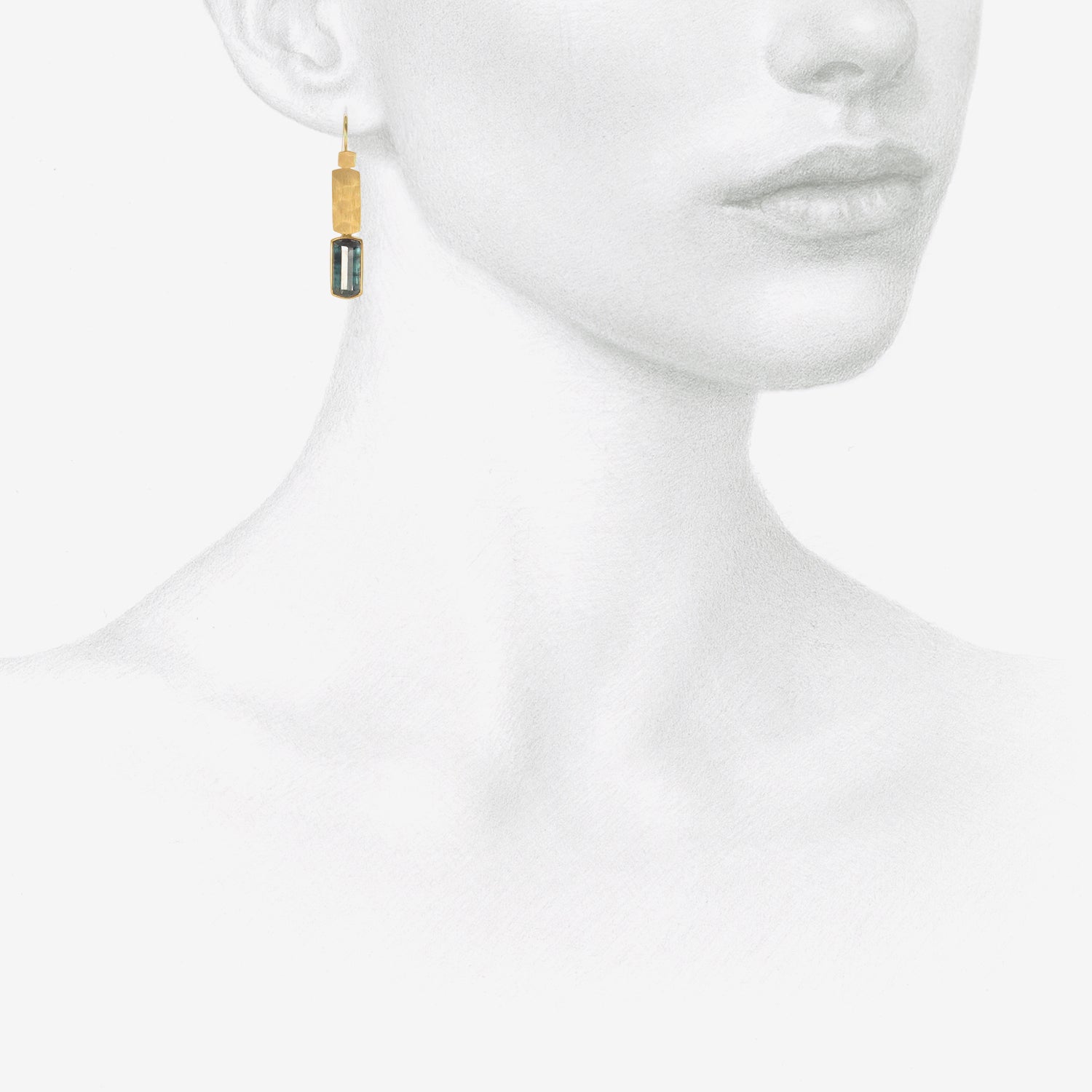 LOLA BROOKS 22K & BLUE TOURMALINE KLIMT DOUBLE DROP EARRINGS, 5.55CT