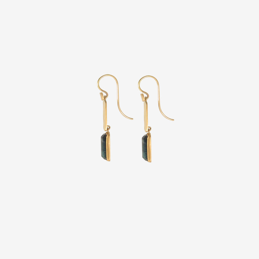 LOLA BROOKS 22K & BLUE TOURMALINE KLIMT DOUBLE DROP EARRINGS, 5.55CT