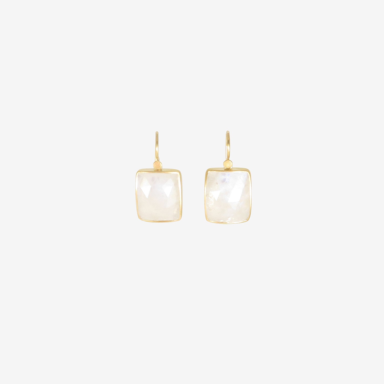 LOLA BROOKS 18K & RECTANGULAR FACETED MOONSTONE DROP EARRINGS, 19.09CT
