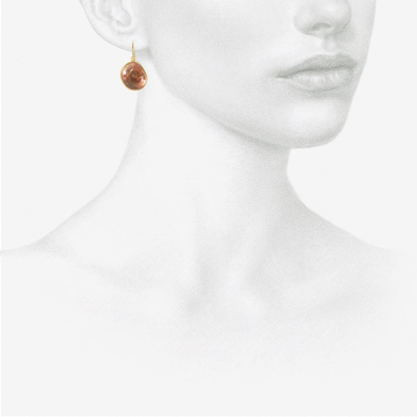 LOLA BROOKS 18K & PEACH TOURMALINE PEBBLE DROP EARRINGS, 21.84CT