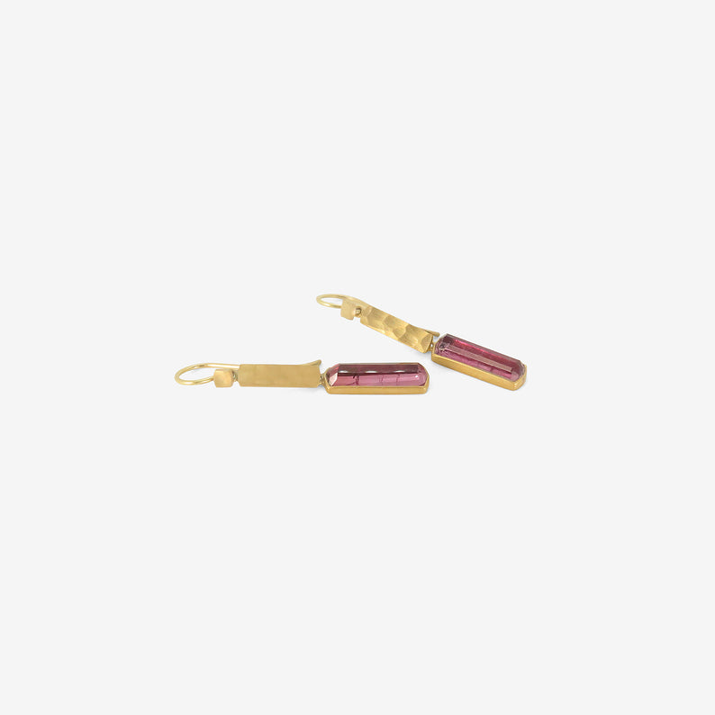 LOLA BROOKS 22K & PINK TOURMALINE KLIMT DOUBLE DROP EARRINGS, 5.67CT