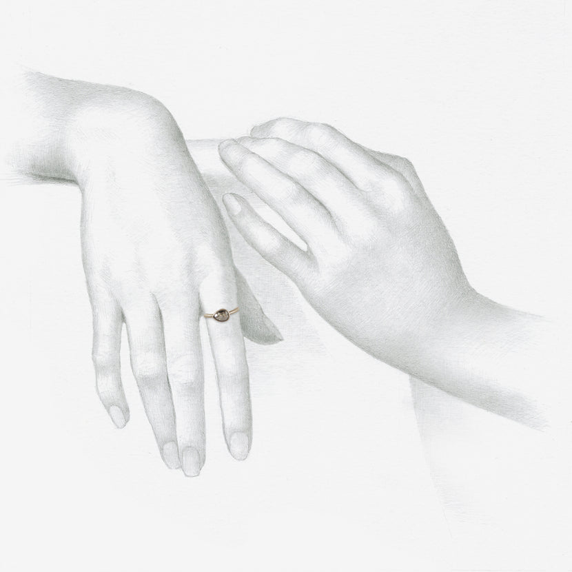 LOLA BROOKS 18K PALLADIUM & HORIZONTAL PEAR SHAPED DIAMOND RING