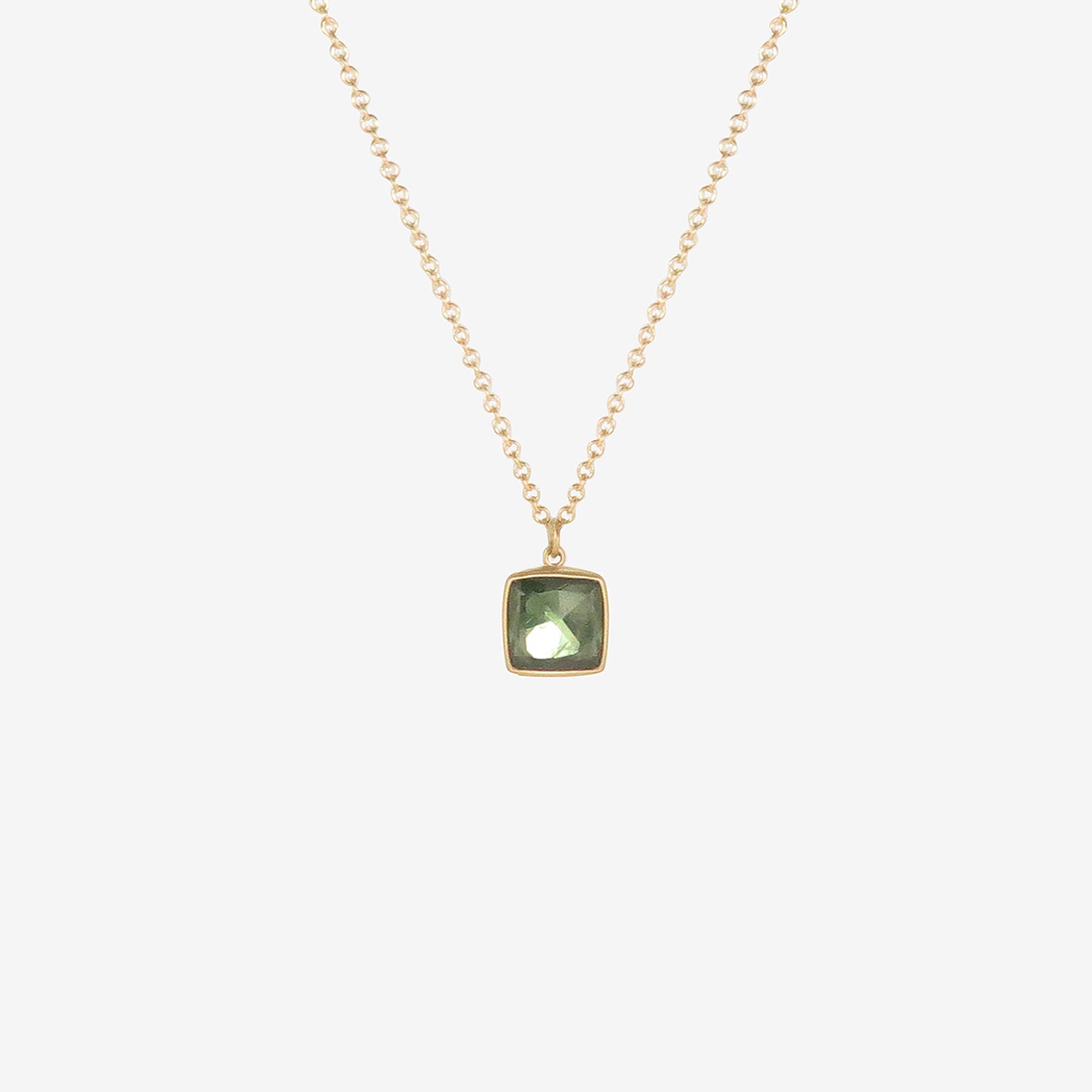LOLA BROOKS 18K & CUSHION-SHAPED GREEN SAPPHIRE PENDANT, 3.15CT