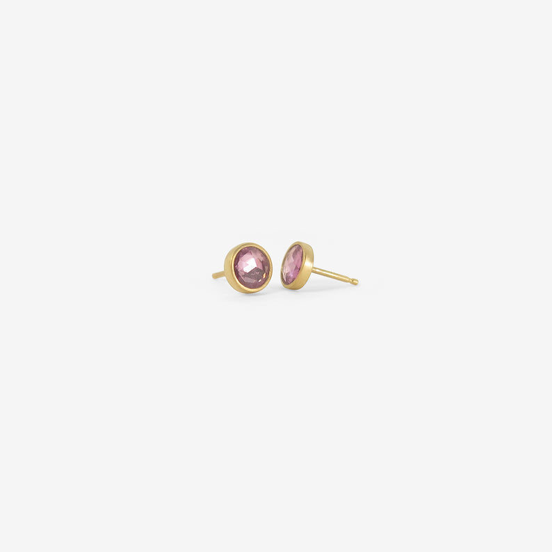 LOLA BROOKS 18K & PALE PINK SAPPHIRE ROUND STUDS, 1.08CT