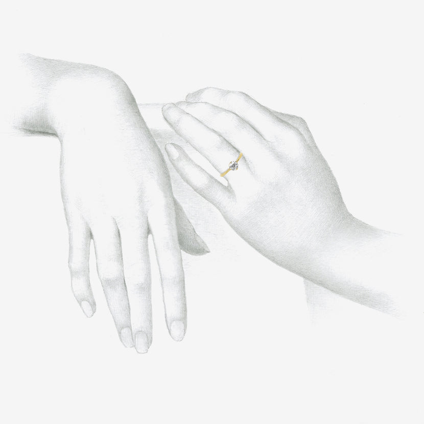 NICOLE LANDAW 14K & OLD EUROPEAN CUT SOLITAIRE DIAMOND RING, 0.68CT