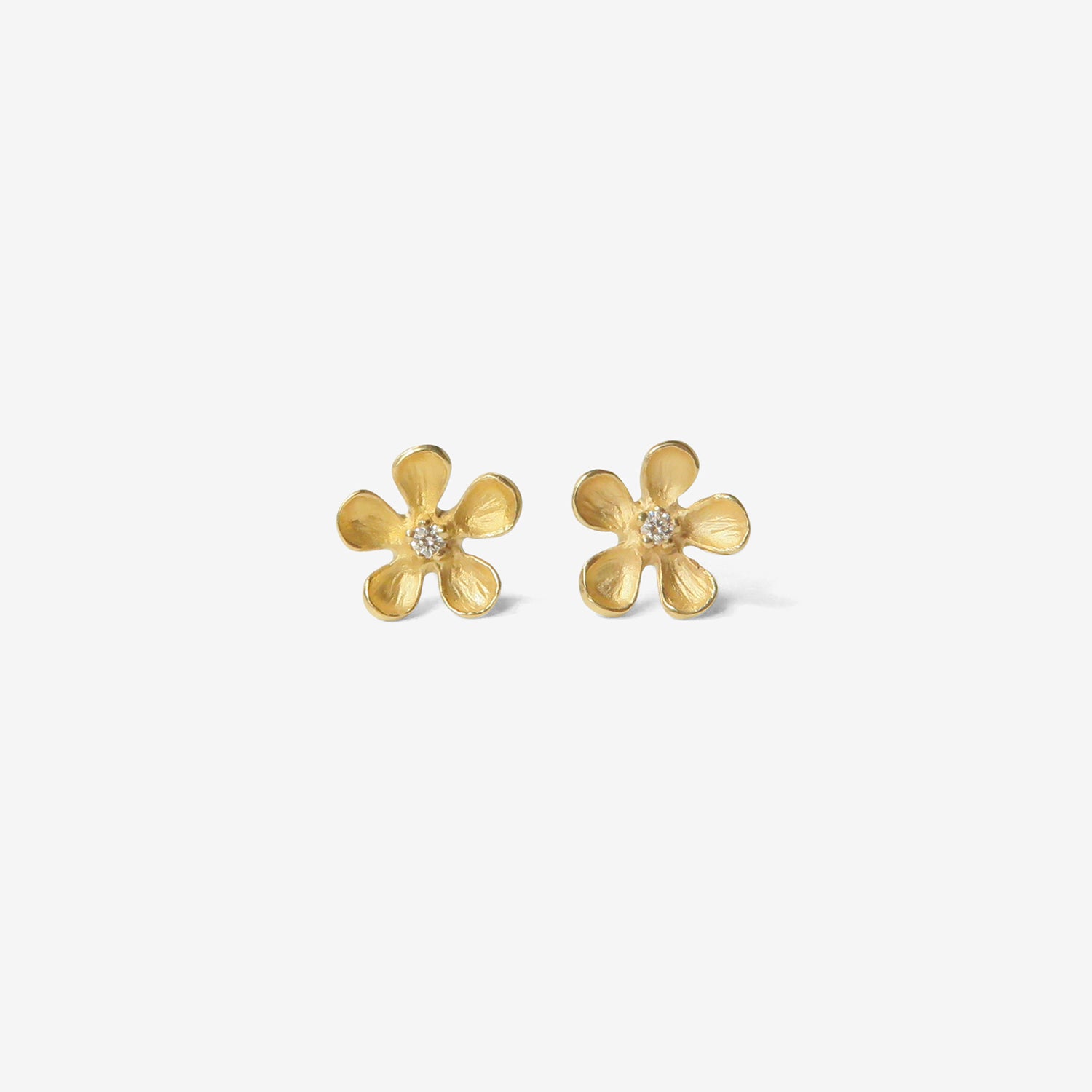 NICOLE LANDAW 14K & DIAMOND LARGE OPEN FLOWER STUDS