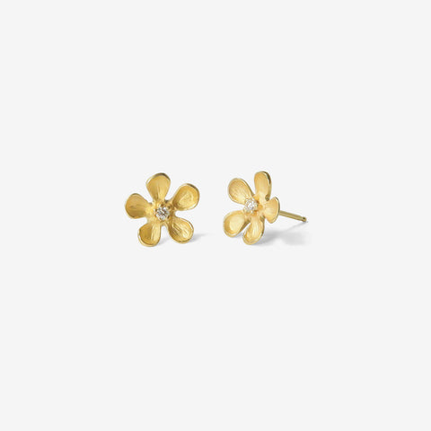 NICOLE LANDAW 14K & DIAMOND LARGE OPEN FLOWER STUDS