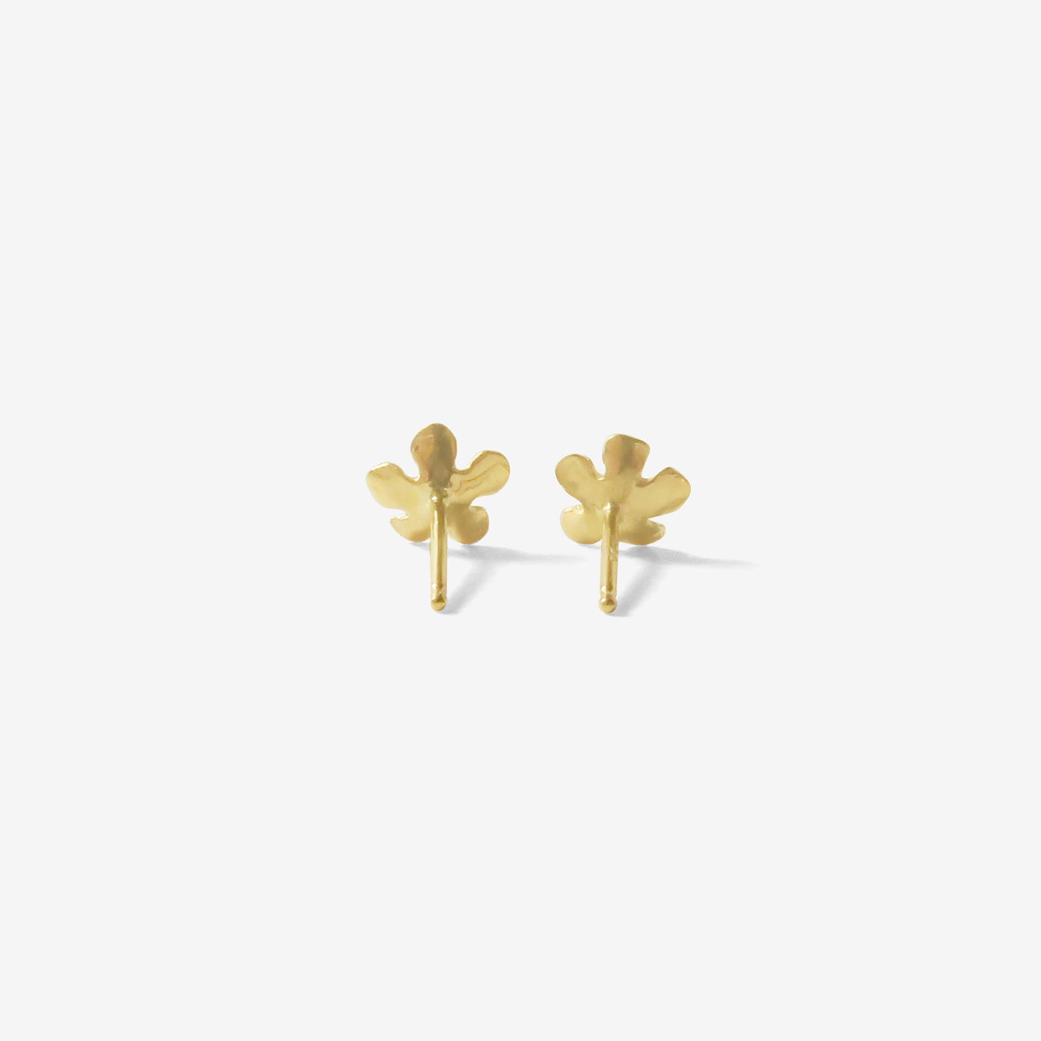NICOLE LANDAW 14K YELLOW GOLD SMALL OPEN FLOWER DIAMOND STUD EARRINGS .03CT