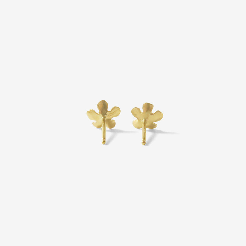 NICOLE LANDAW 14K YELLOW GOLD SMALL OPEN FLOWER DIAMOND STUD EARRINGS .03CT