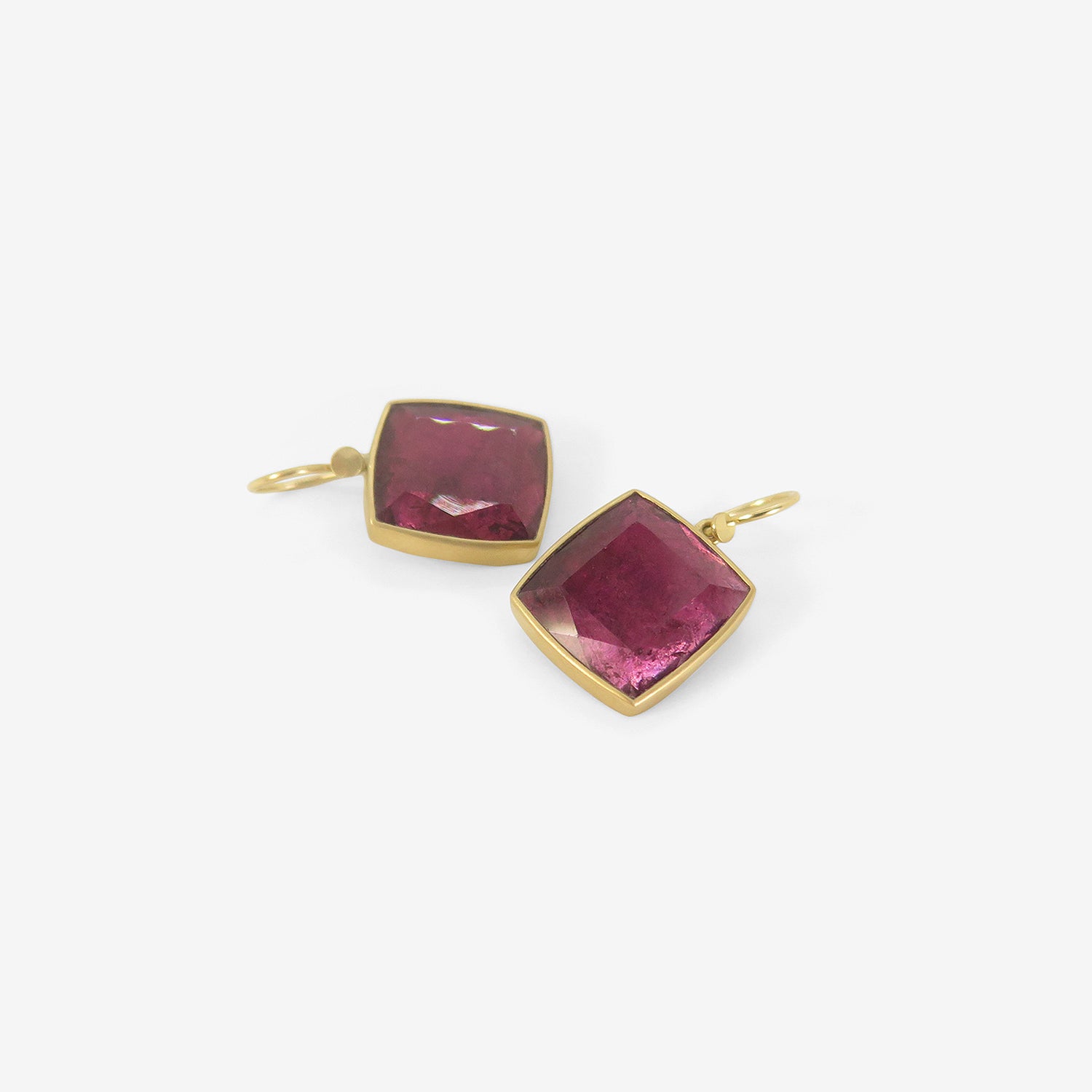 LOLA BROOKS 18K & SQUARE PINK TOURMALINE EARRINGS, 15.88CT