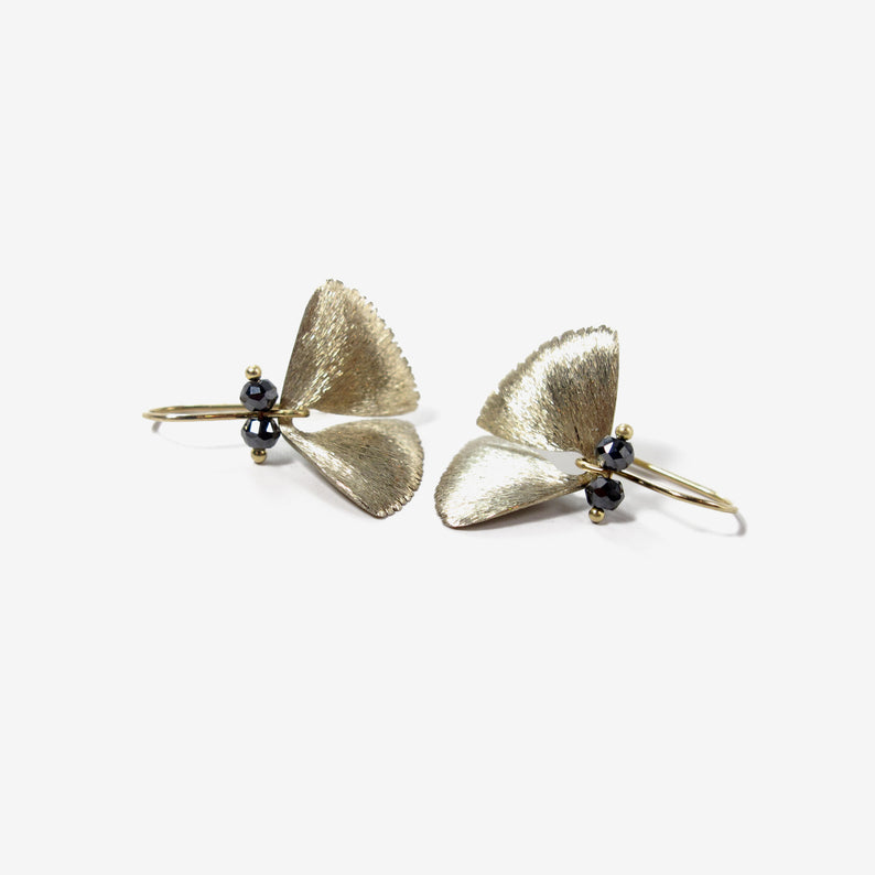 TED MUEHLING 18K WHITE GOLD & BLACK DIAMOND MOTH WINGS
