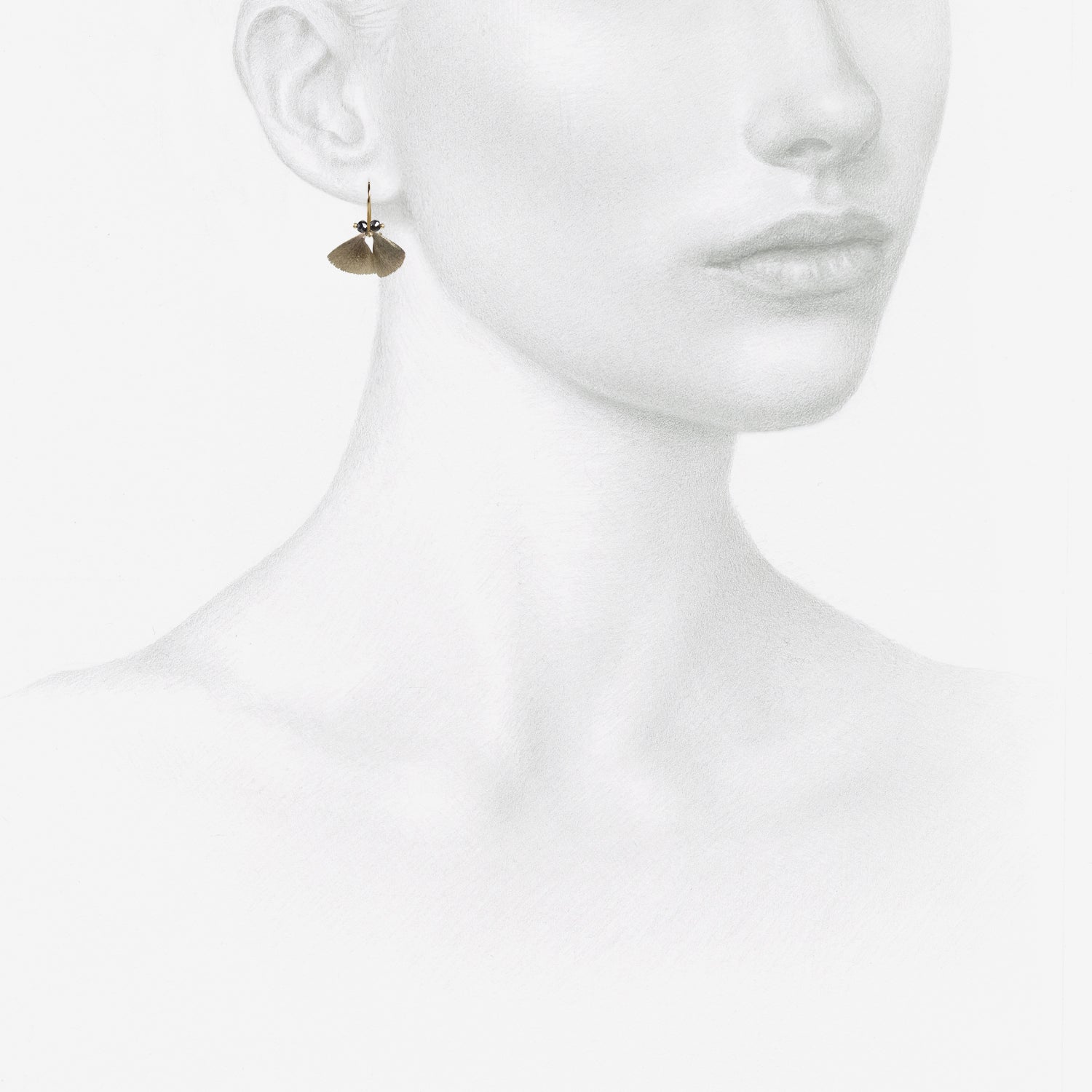 TED MUEHLING 18K WHITE GOLD & BLACK DIAMOND MOTH WINGS