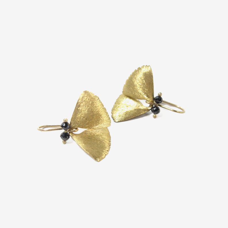 TED MUEHLING 18K YELLOW GOLD & BLACK DIAMOND MOTH WINGS