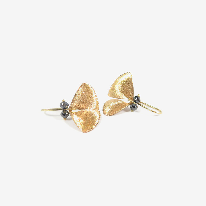 TED MUEHLING 18K PINK GOLD & BLACK DIAMOND MOTH WINGS