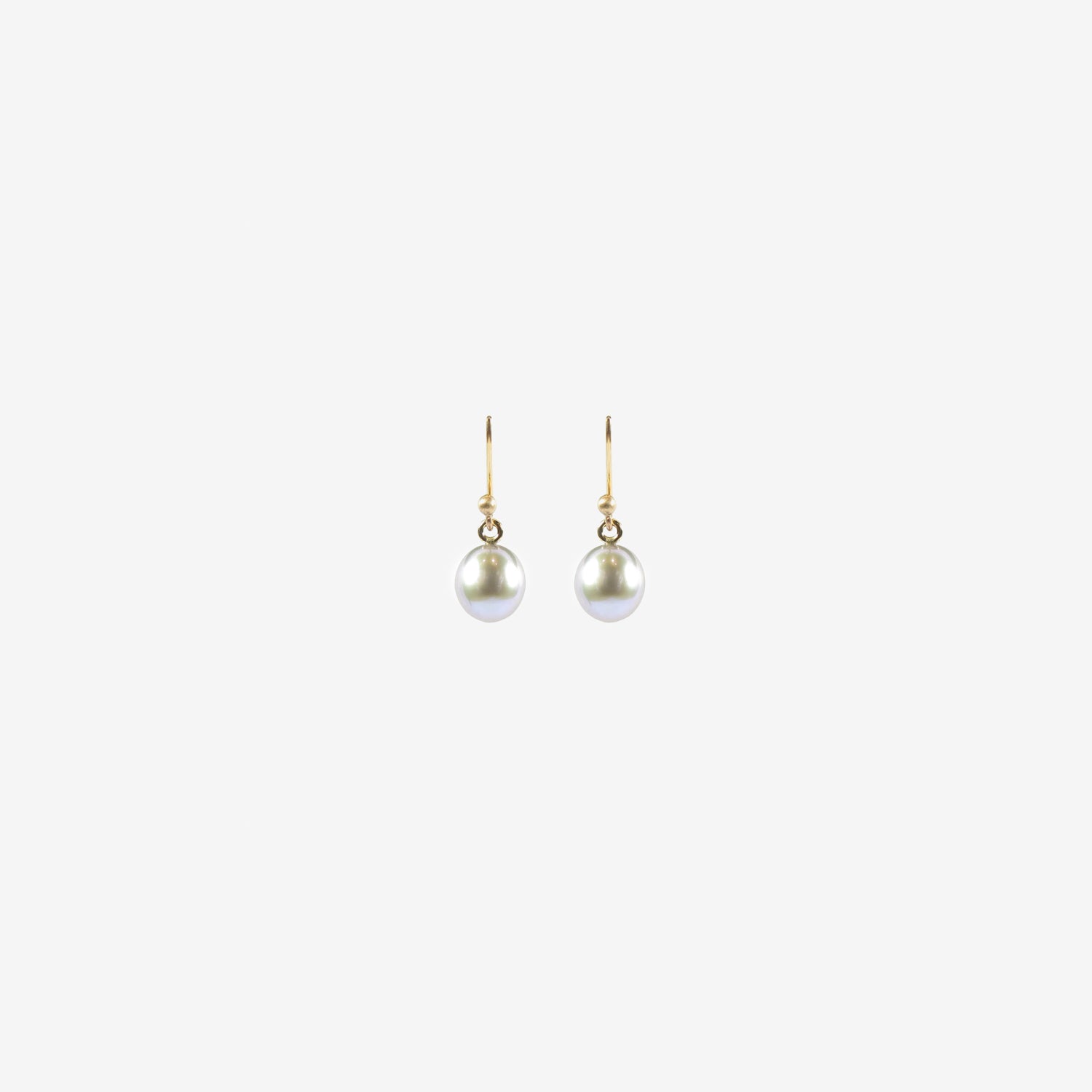 TED MUEHLING 14K & SMALL GREY PEARL EARRINGS
