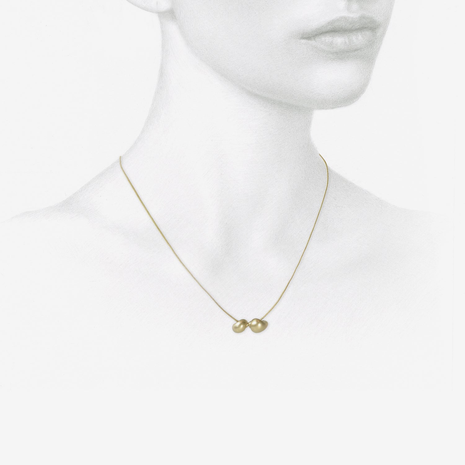 TED MUEHLING 14K TWO-SNAIL SHELL NECKLACE, 17"