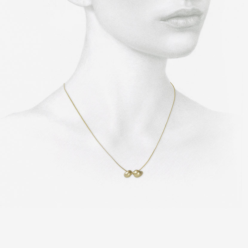 TED MUEHLING 14K TWO-SNAIL SHELL NECKLACE, 17"