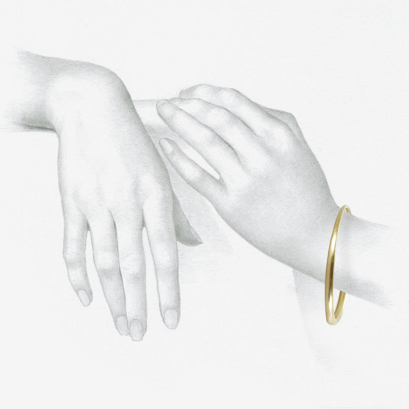 TED MUEHLING 14K YELLOW GOLD SKINNY BANGLE, SIZE 3