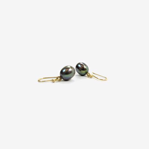 TED MUEHLING 14K & SMALL BLACK PEARL EARRINGS