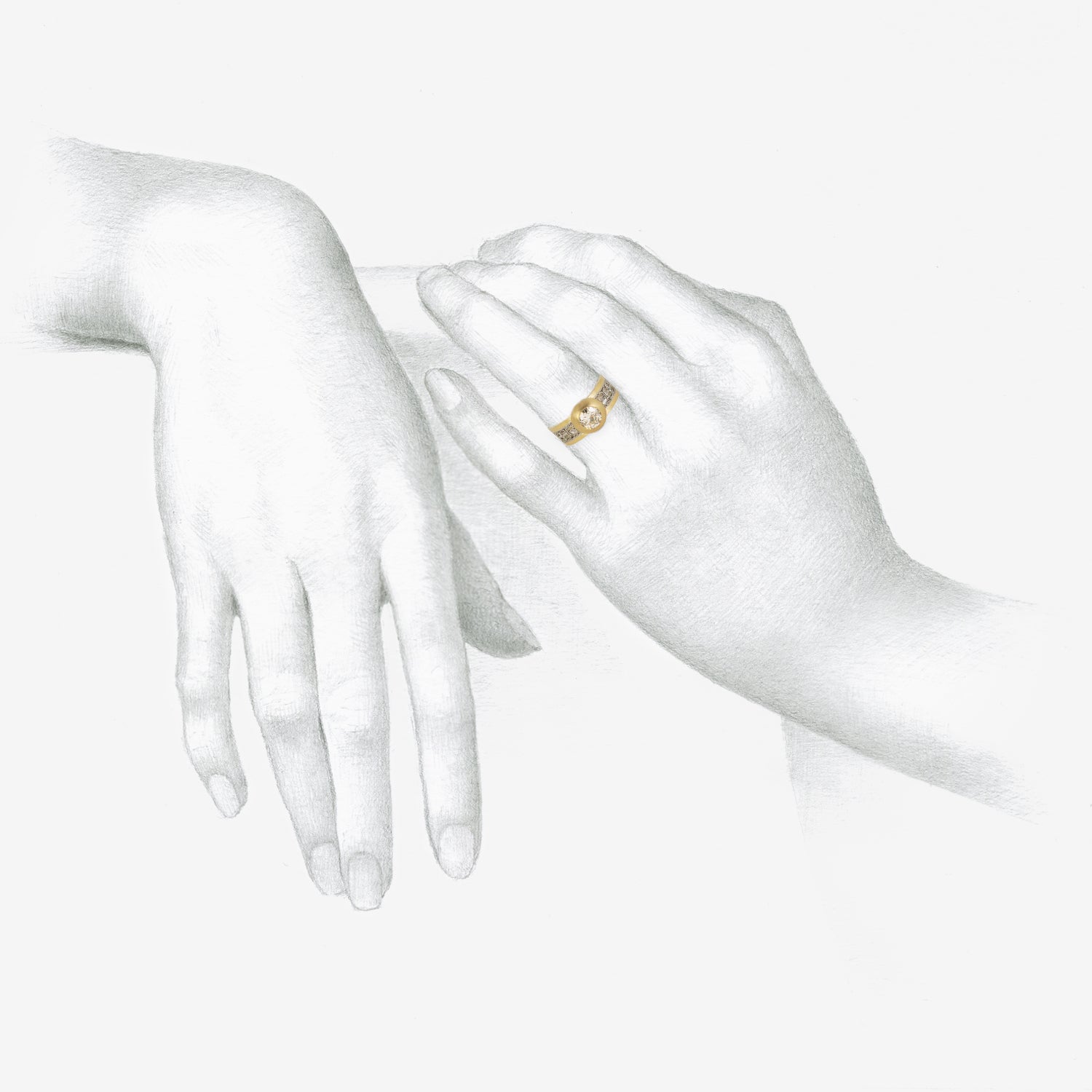 NIKOLLE RADI 18K & PLATINUM TUNE BAND WITH OLD EUROPEAN CUT DIAMOND, .59CT