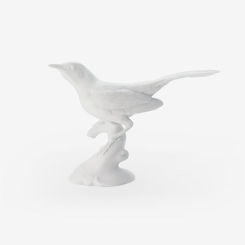 NYMPHENBURG WHITE BISQUE PORCELAIN BLACKBIRD