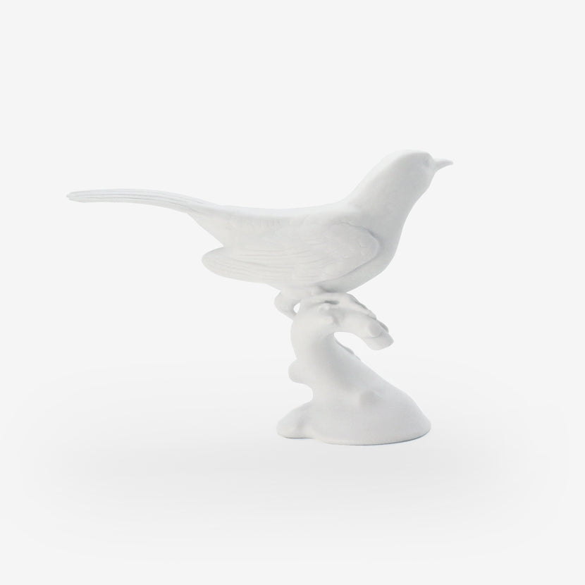 NYMPHENBURG WHITE BISQUE PORCELAIN BLACKBIRD