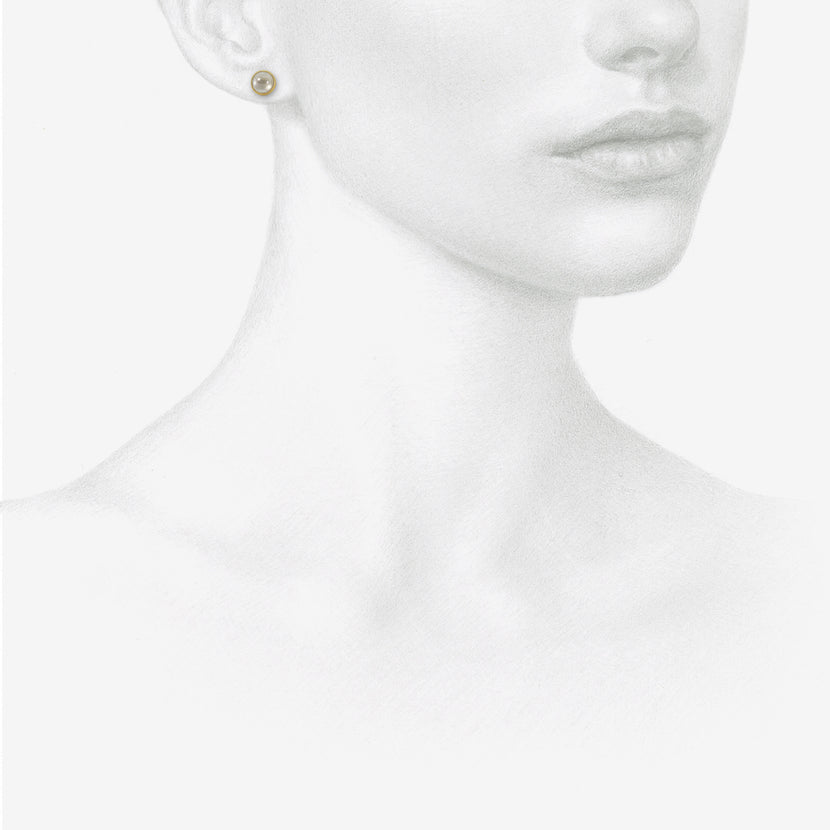 LOLA BROOKS 18K & LARGE ROUND CABOCHON DIAMOND STUDS, 2.25CT