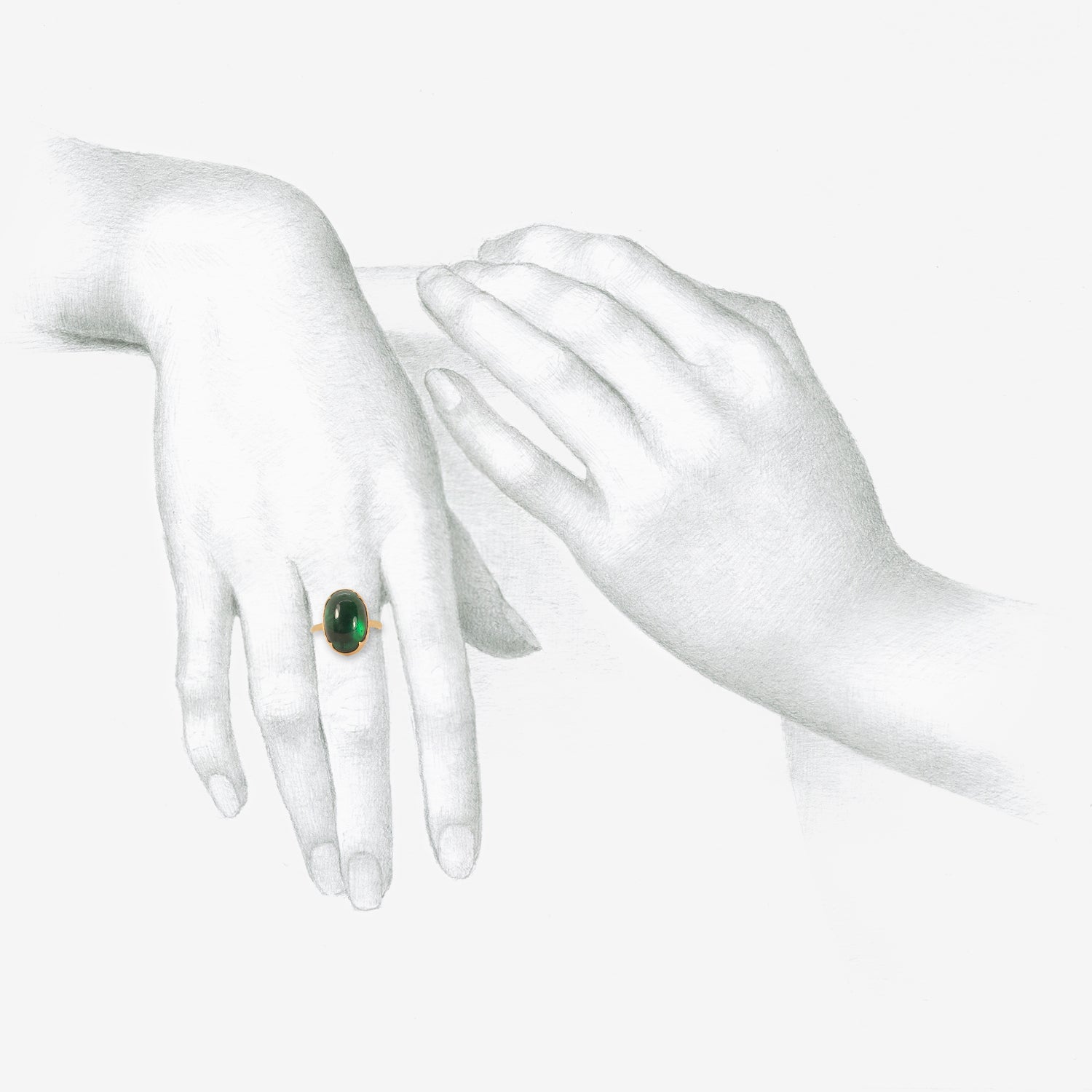 GABRIELLA KISS 18K & LARGE OVAL BLUE GREEN TOURMALINE RING, 9.7CT