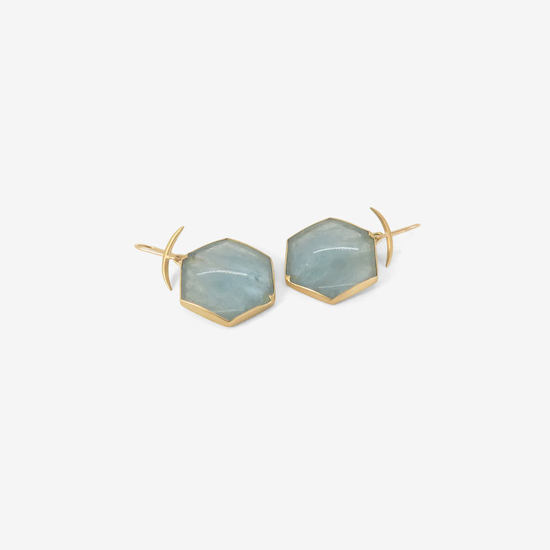 GABRIELLA KISS 18K & HEXAGONAL AQUAMARINE EARRINGS