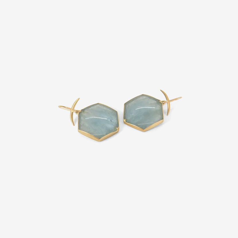 GABRIELLA KISS 18K & HEXAGONAL AQUAMARINE EARRINGS
