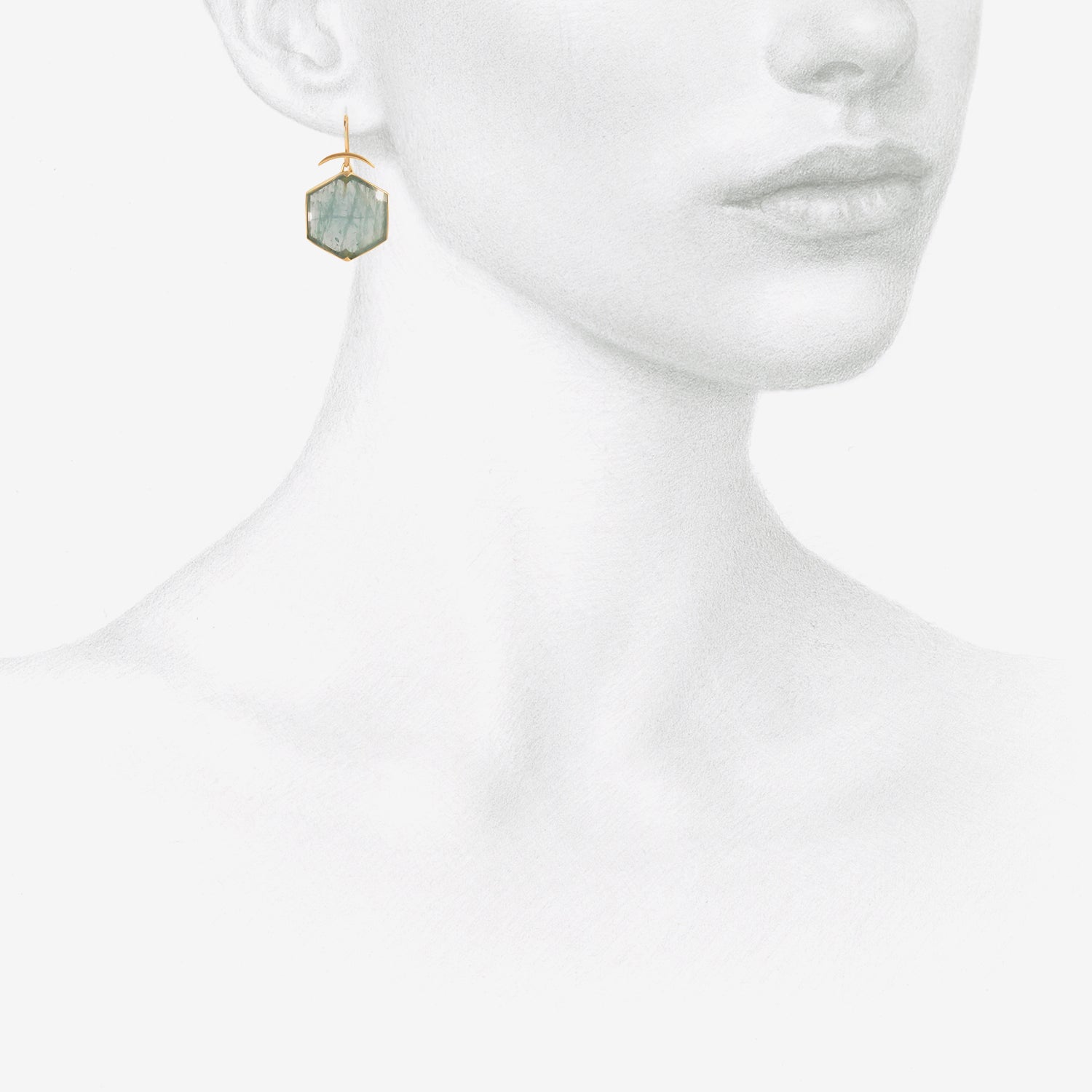 GABRIELLA KISS 18K & HEXAGONAL AQUAMARINE EARRINGS