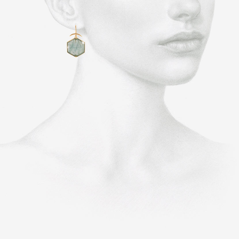 GABRIELLA KISS 18K & HEXAGONAL AQUAMARINE EARRINGS