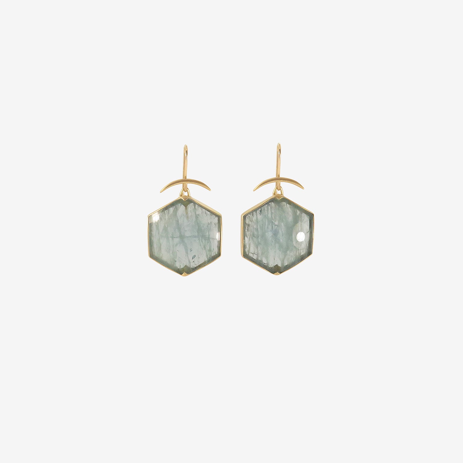 GABRIELLA KISS 18K & HEXAGONAL AQUAMARINE EARRINGS
