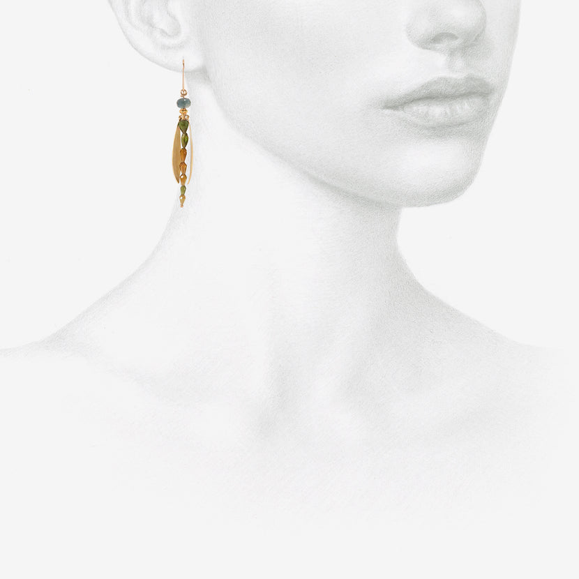 GABRIELLA KISS 18K & TOURMALINE LARGE DAMSELFLY EARRINGS WITH DANGLING WINGS