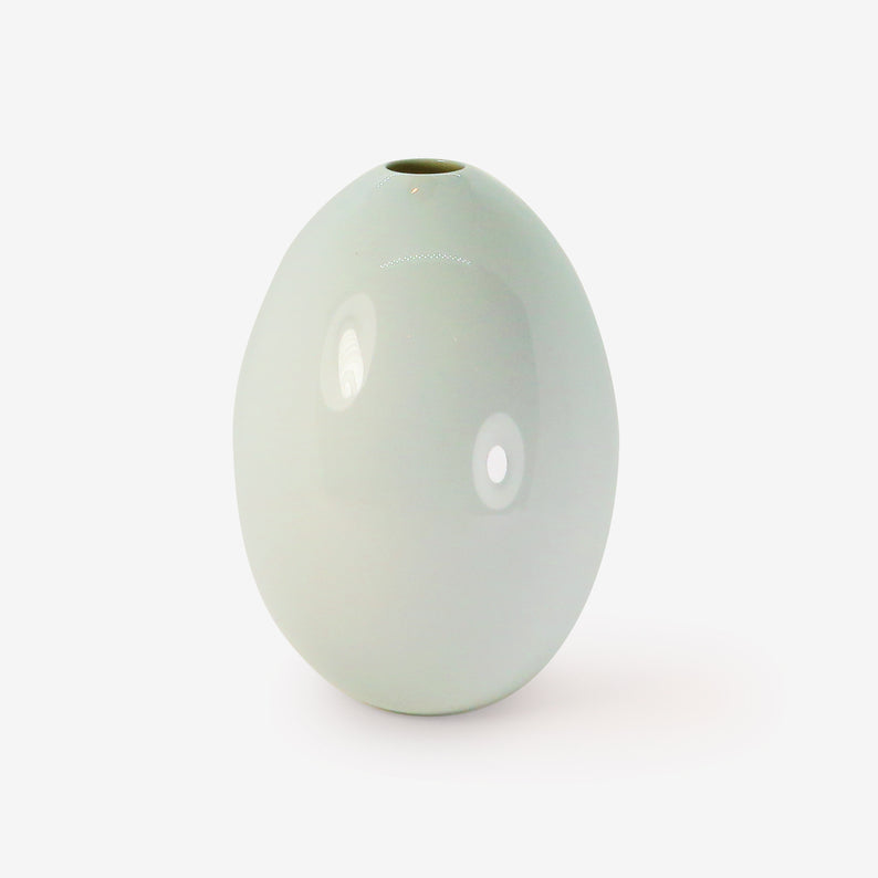 TED MUEHLING MATTE ICE BLUE GLAZED LARGE EGG VASE