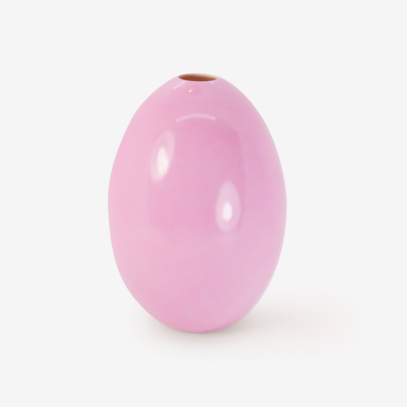 TED MUEHLING MATTE POWDER PINK GLAZED SMALL EGG VASE