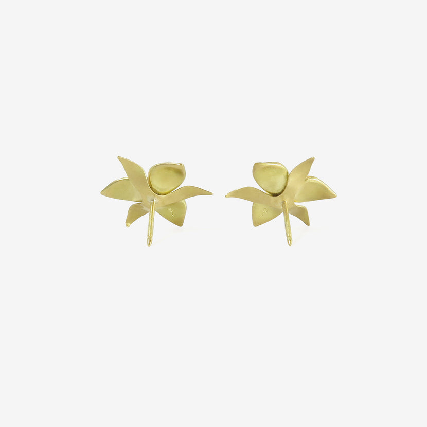 GABRIELLA KISS 18K DOUBLE TRILLIUM STUDS WITH YELLOW SAPPHIRES