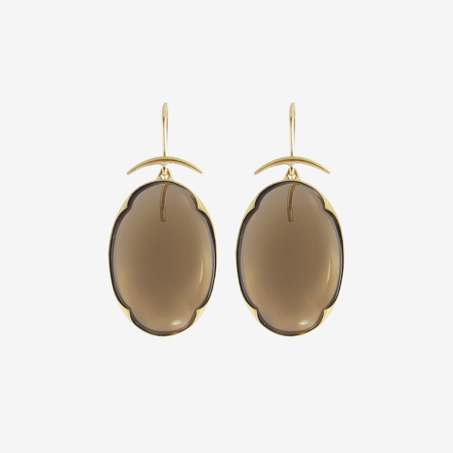 GABRIELLA KISS 18K & SMOKY QUARTZ SMALL LENS EARRINGS